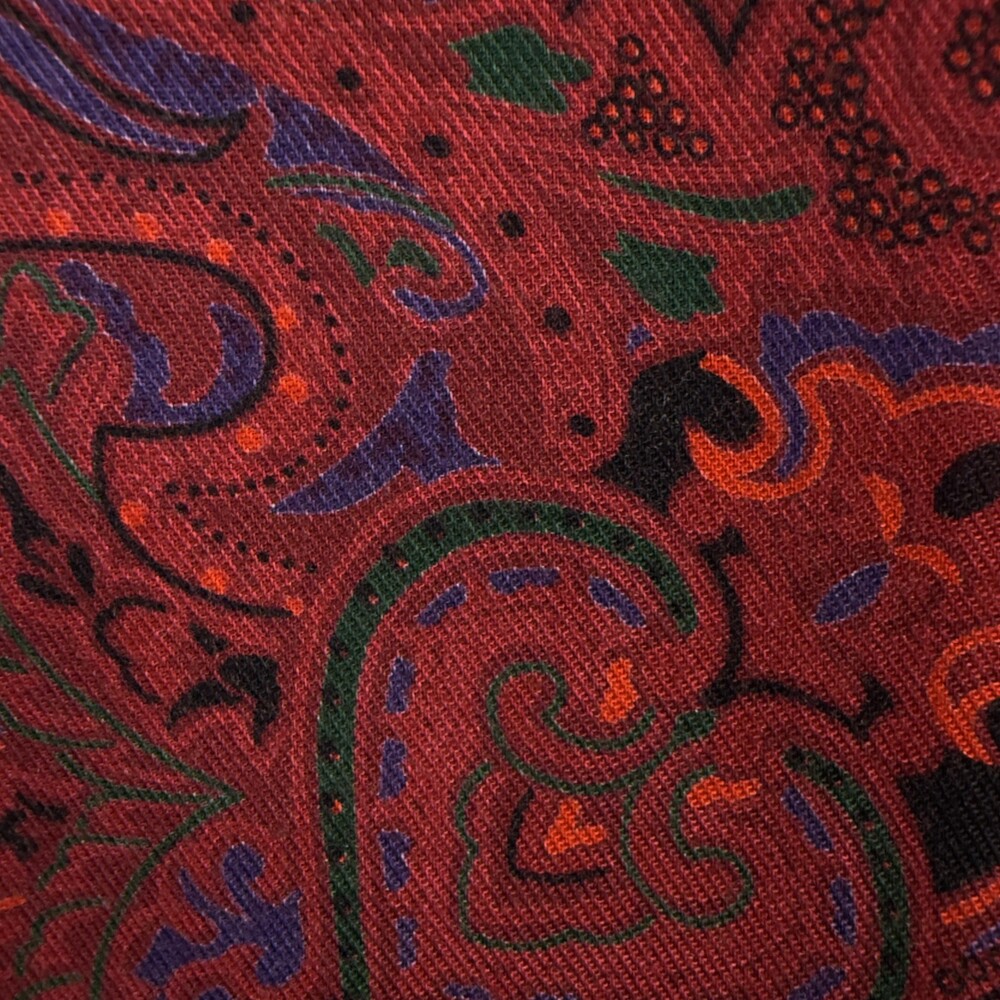Vintage SAKS FIFTH AVENUE Dress Peplum Power Shoulders Red Paisley Rayon Size 4 - Picture 14 of 16